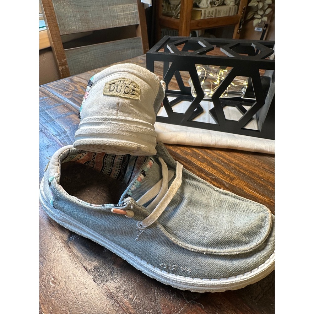 Hey Dude Wendy Boho Light Denim Blue Slip On Loafers Shoes Womens 8 40054-4MH